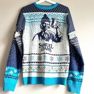 Samuel Sam Adams beer ugly Christmas sweater small pullover crew fair isle snow